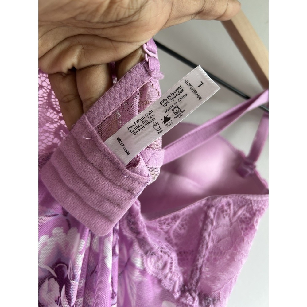 Large Pink Floral Nightgown Lace Bustier Babydoll Sleepwear Sexy Bridal Vibes - Picture 7 of 8